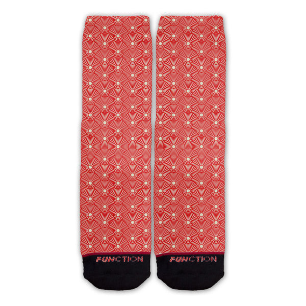 Function - Japanese Circle Wave Pattern Red Fashion Sock