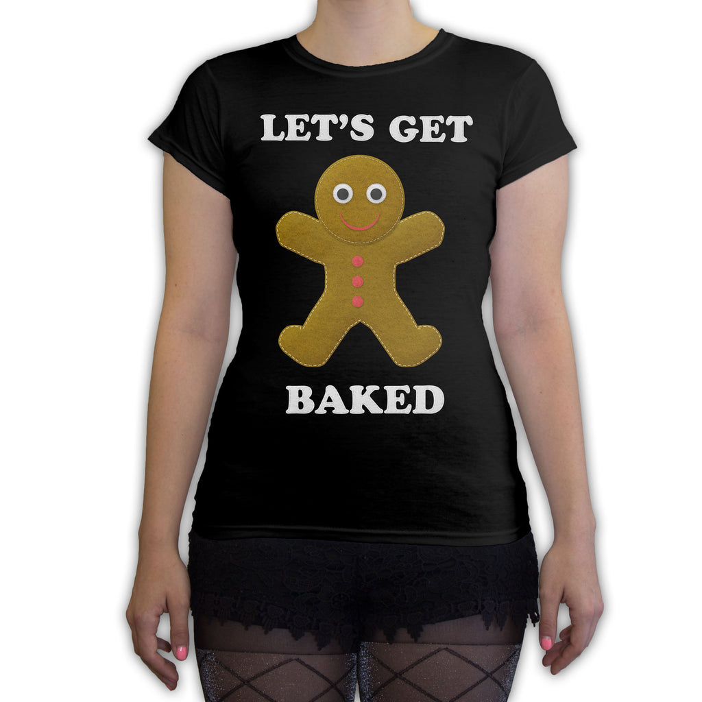 Function -  Let's Get Baked Ugly Christmas Women's Fashion T-Shirt Black