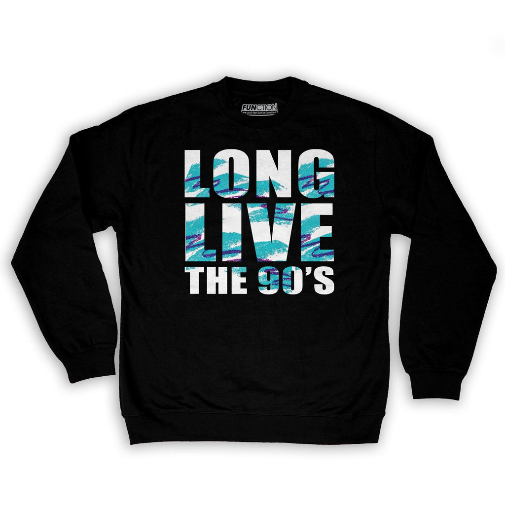 Function - Long Live The 90's Men's Fashion Crew Neck Sweatshirt Black