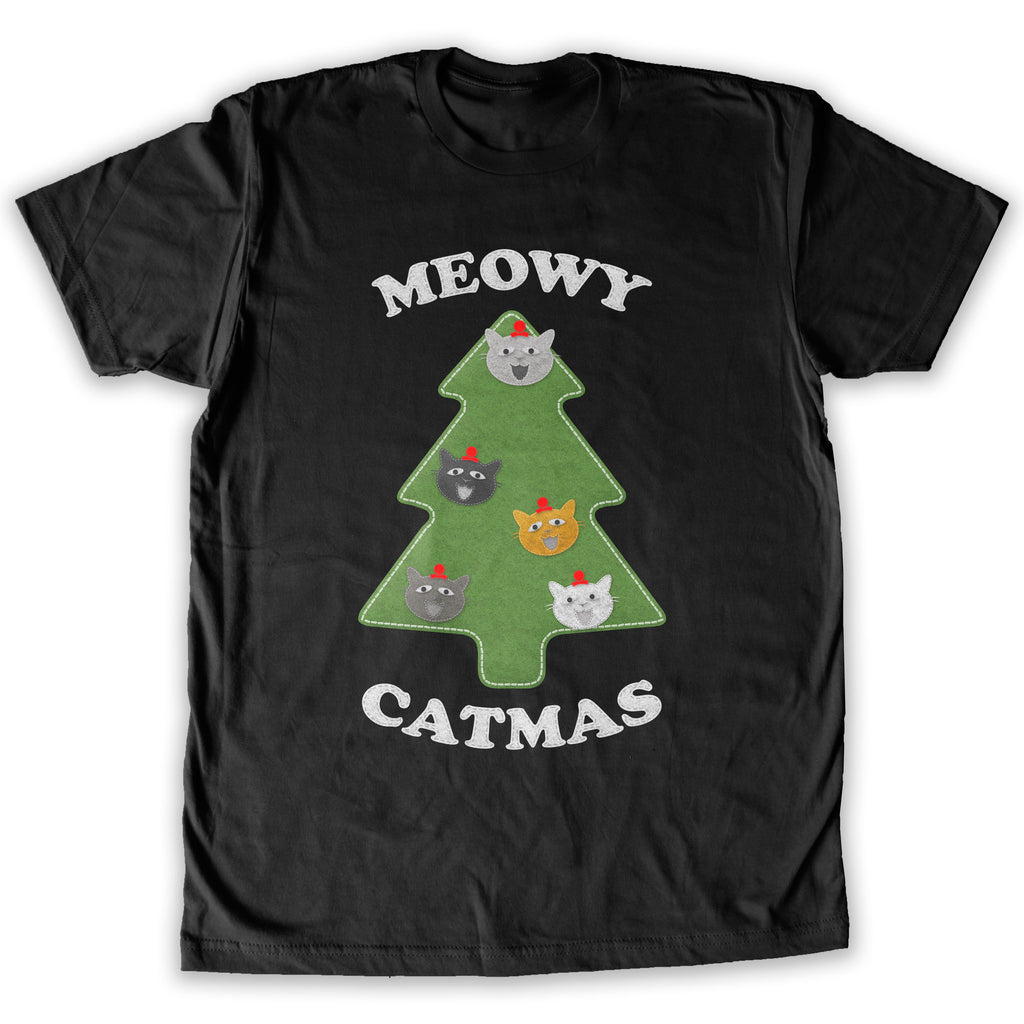 Function -  Ugly Christmas Meowy Christmas Men's Fashion T-Shirt Black