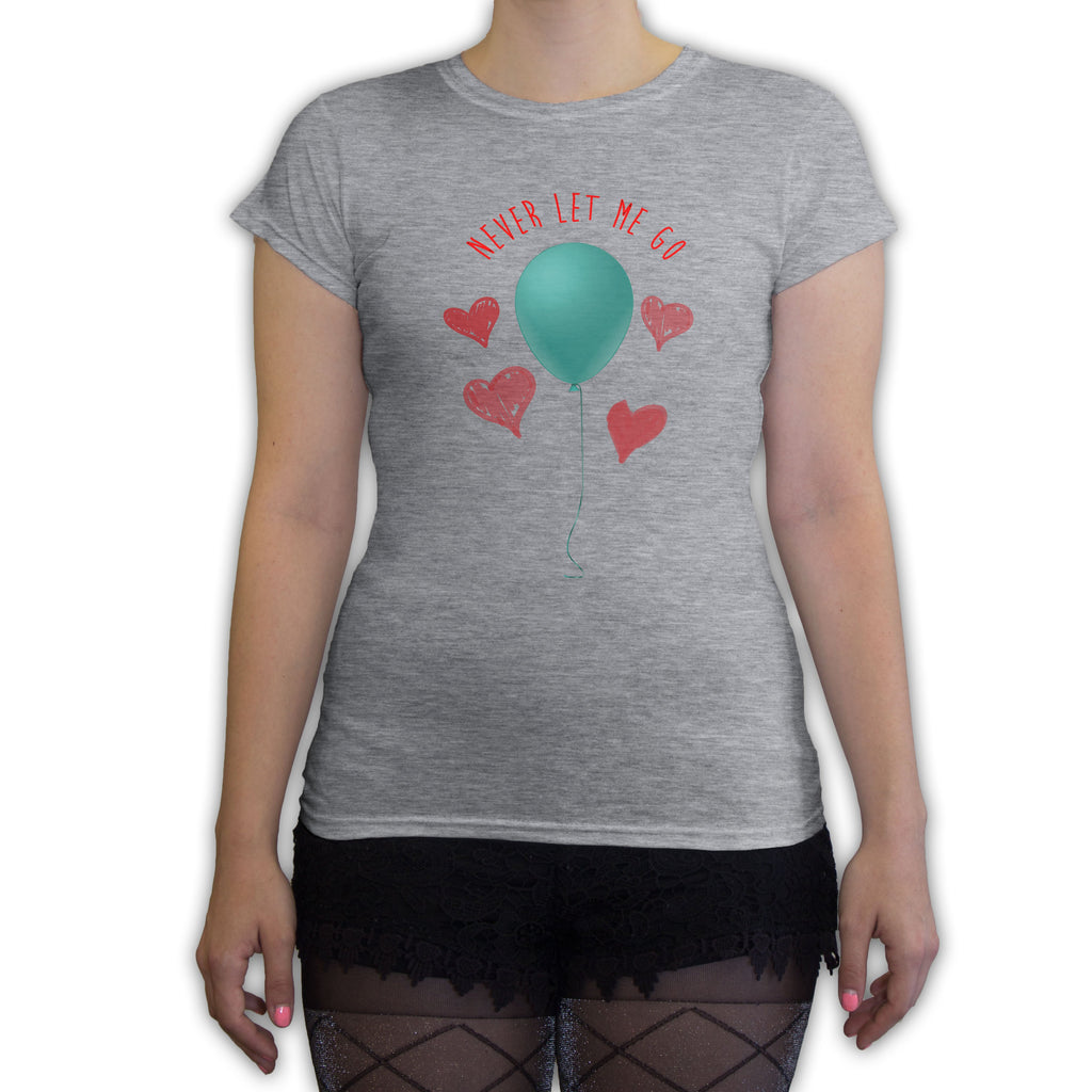 Function -  Valentine's Day Never Let Me Go Balloon Women's Fashion T-Shirt Heather Grey