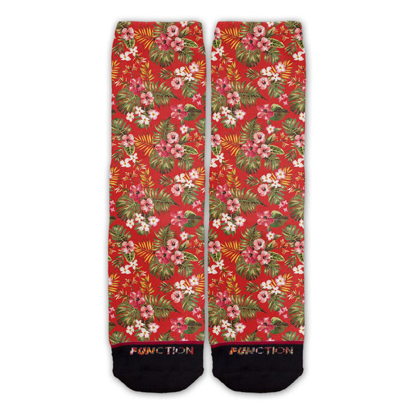 Function - Red Floral Pattern Fashion Sock