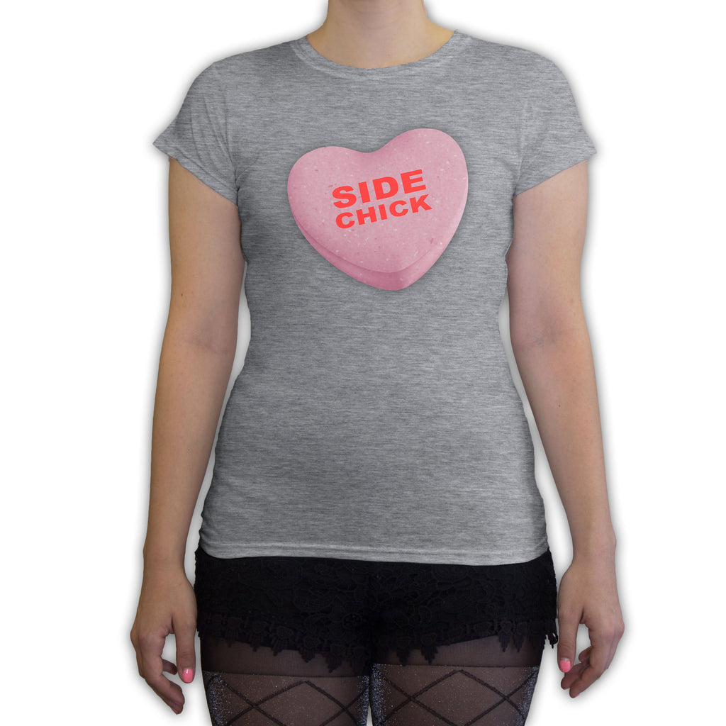 Function -  Valentine's Day Side Chick Candy Heart Women's Fashion T-Shirt Heather Grey