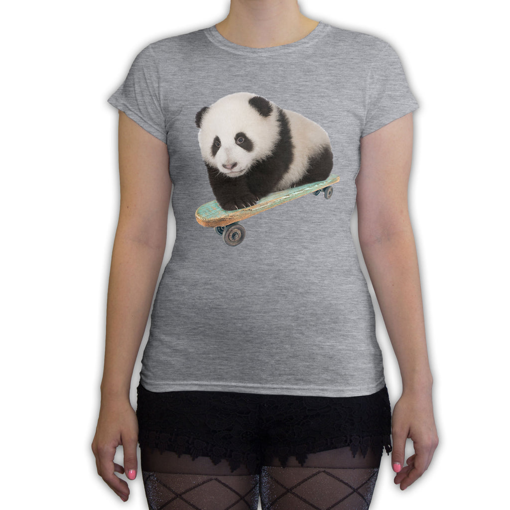 Function - Skateboarding Panda Women's Fashion T-Shirt Heather Grey