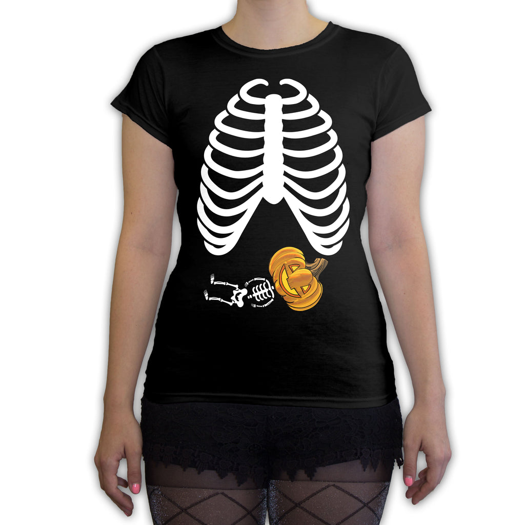 Function -  Skeleton Baby Pumpkin Costume Women's Fashion T-Shirt Black
