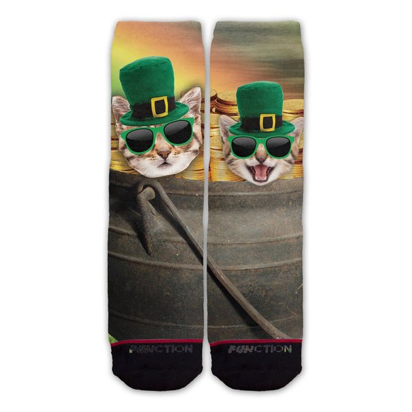 Function - St. Patrick's Day Cat Pot of Gold Fashion Socks