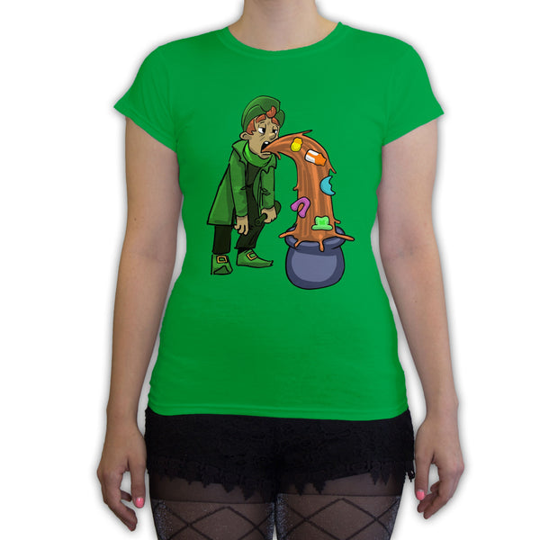 Function - St. Patrick's Day Puking Leprechaun Women's Fashion T-Shirt Heather Grey