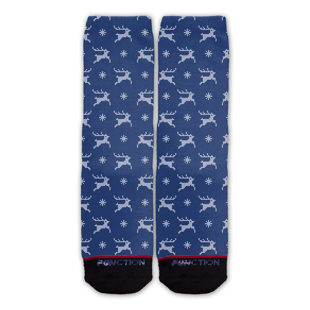 Function - Ugly Christmas 8 Bit Reindeer Blue Socks