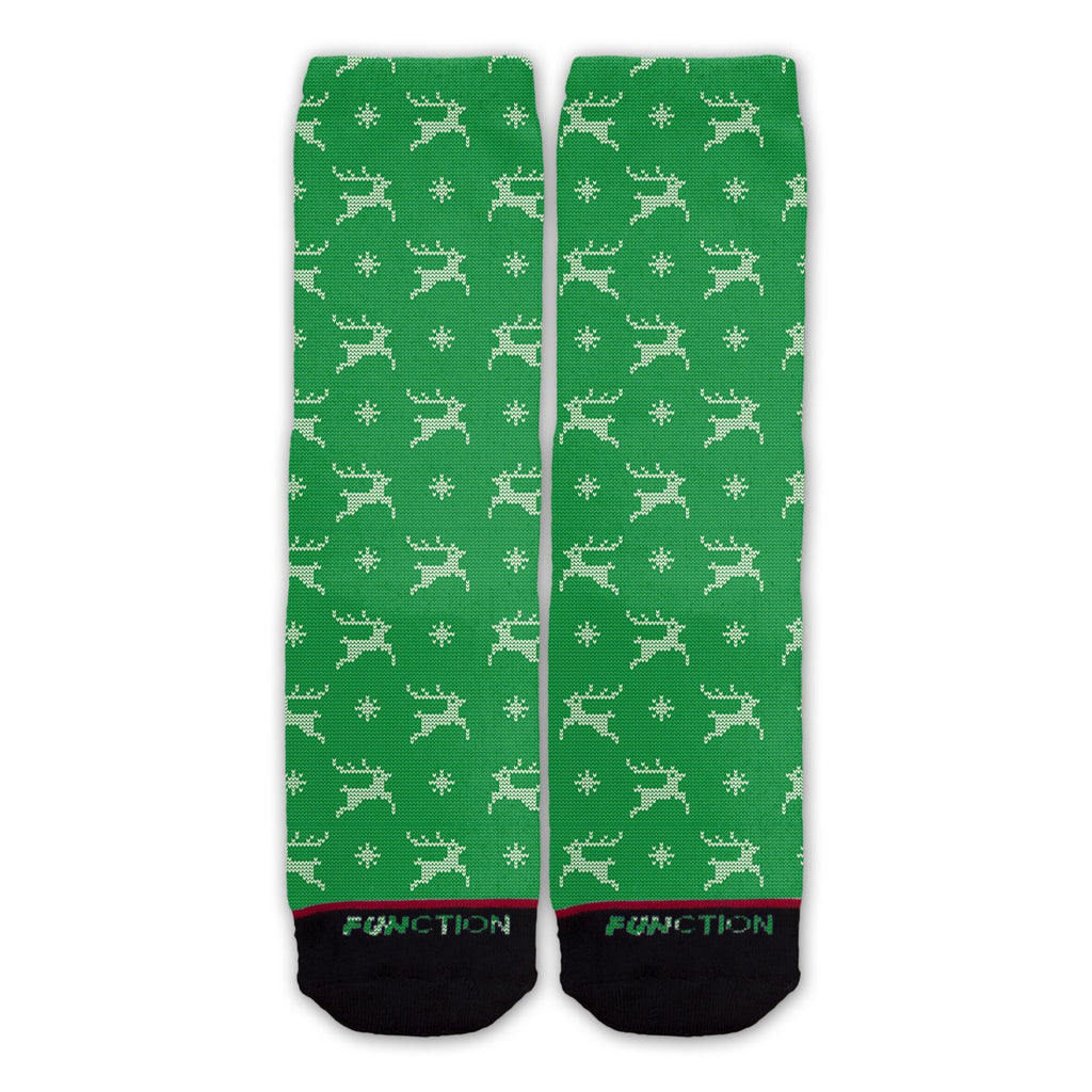 Function - Ugly Christmas 8 Bit Reindeer Green Socks