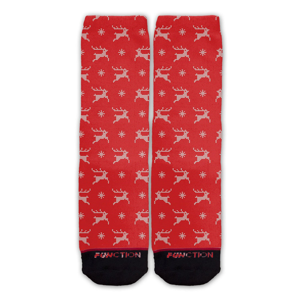 Function - Ugly Christmas 8 Bit Reindeer Red Socks
