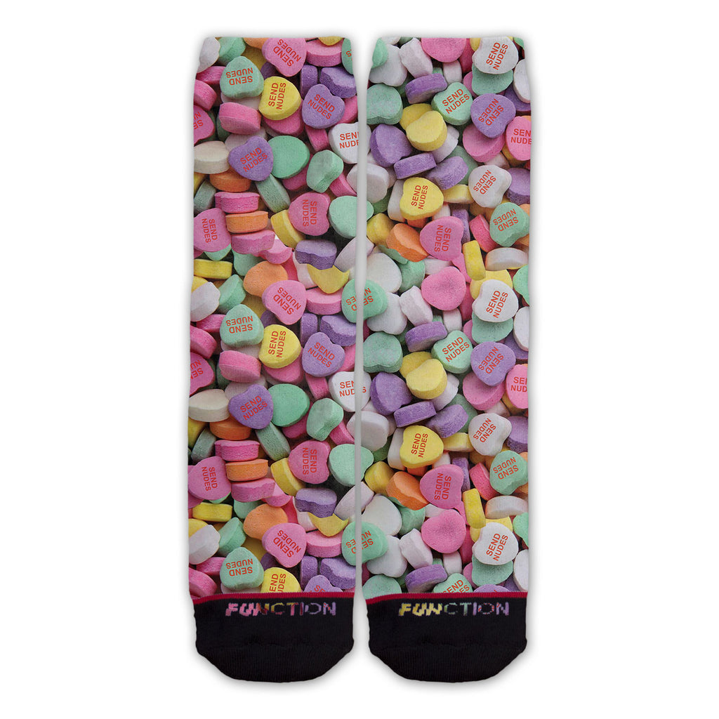 Function - Valentine's Day Candy Heart Send Nudes Pattern Sock