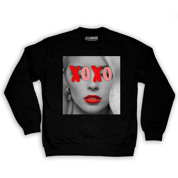 Function - Valentines Day XOXO Lips Men's Fashion Crew Neck Sweatshirt Black