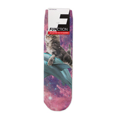 Function - Kids Galaxy Cat Riding Shark Youth Boys Girls Children Fashion Socks