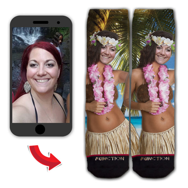 Custom Hawaiin Hula Girl Fashion Sock