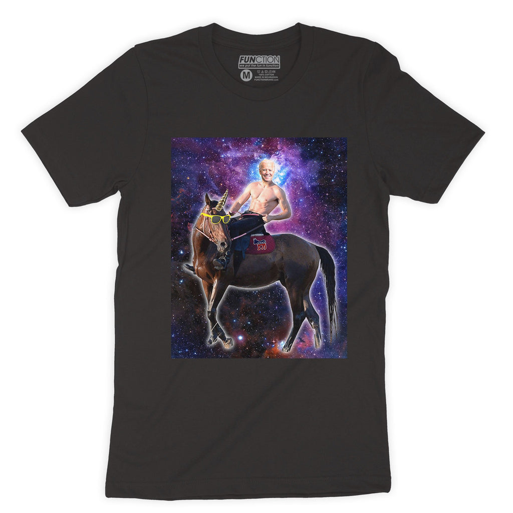 Function - Joe Biden Jacked With Abs Riding a Unicorn Fashion T-Shirt