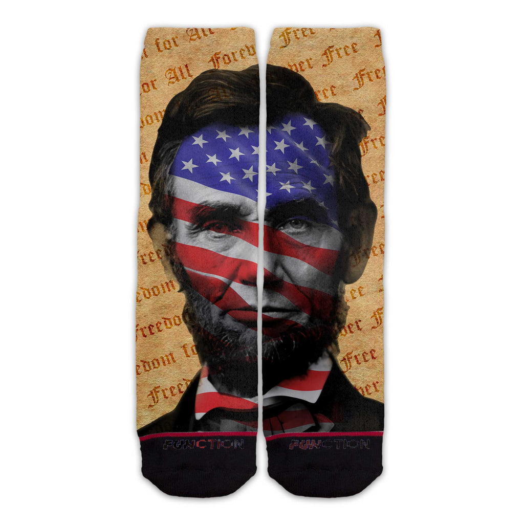 Function - Juneteenth Abe Lincoln President USA Flag America Patriotic Tall Crew Socks