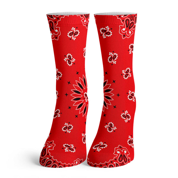Function - Kids Red Bandana Tall Crew Socks