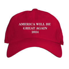 Trade Winds Trump 2024 Make America Great Again Embroidered FEATHER Flag Hat - Adjustable