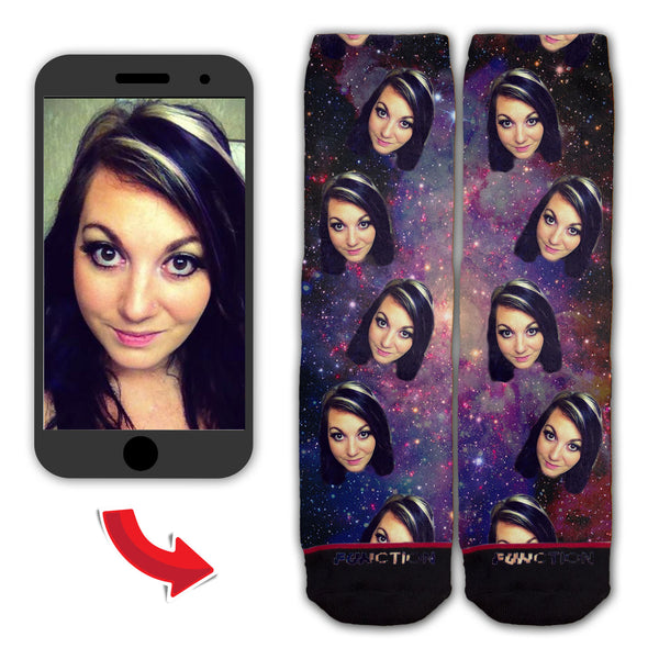Function - Custom Face In Space Galaxy Socks Personalize Upload Your Photo Head