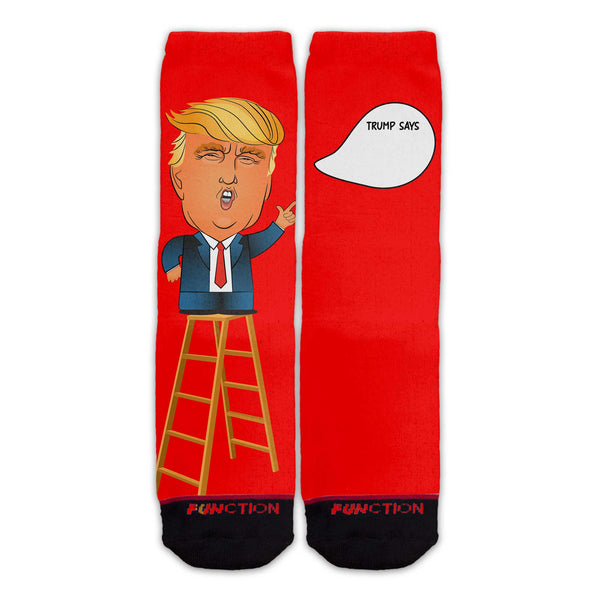 Function - Custom Text Trump Says Cartoon Fill in the Speech Bubble Adult Socks