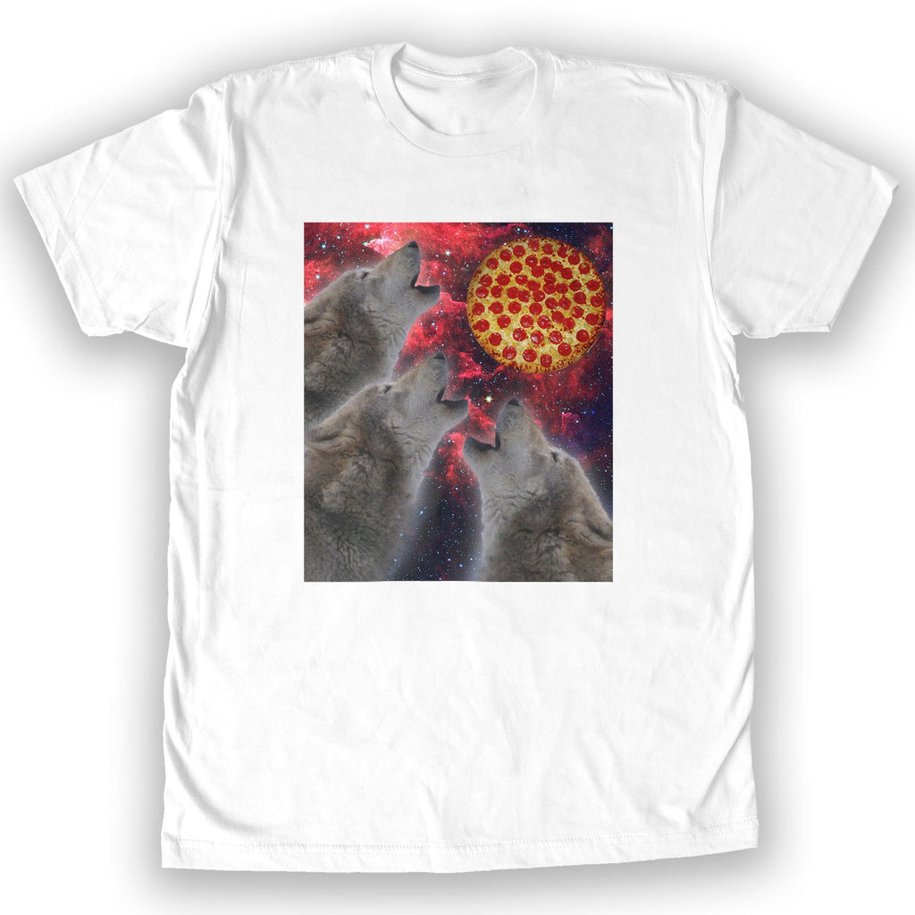 Function - Wolves Howling At A Pizza Moon Men's Fashion T-Shirt