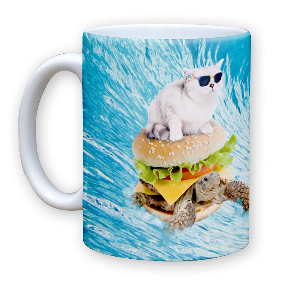 Function - Cat Surfing Turtle Burger 11 oz Coffee Mug
