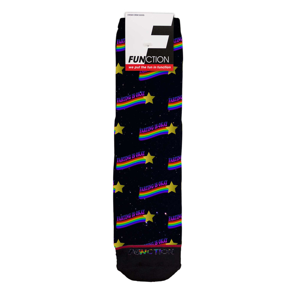 Function - Farting is Okay The More You Know Rainbow Galaxy Pun Funny Pattern Socks
