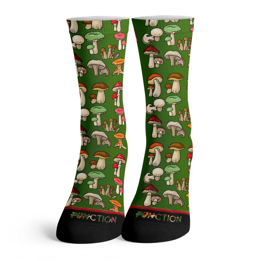 Function - Fungi Collection of Mushrooms Repeating Pattern Fashion Socks