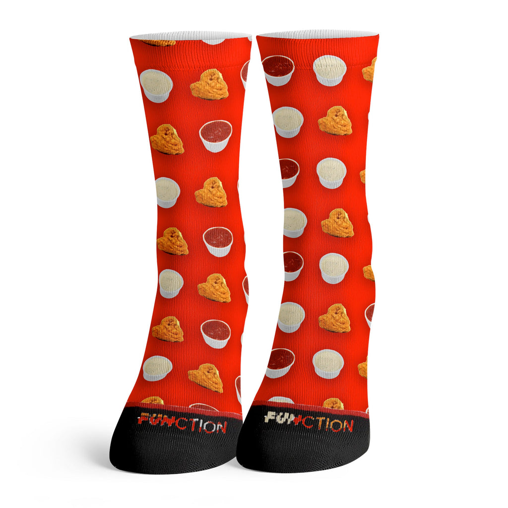 Function - T Swift Ketchup and Seemingly Ranch Chicken Nugget Pattern Socks