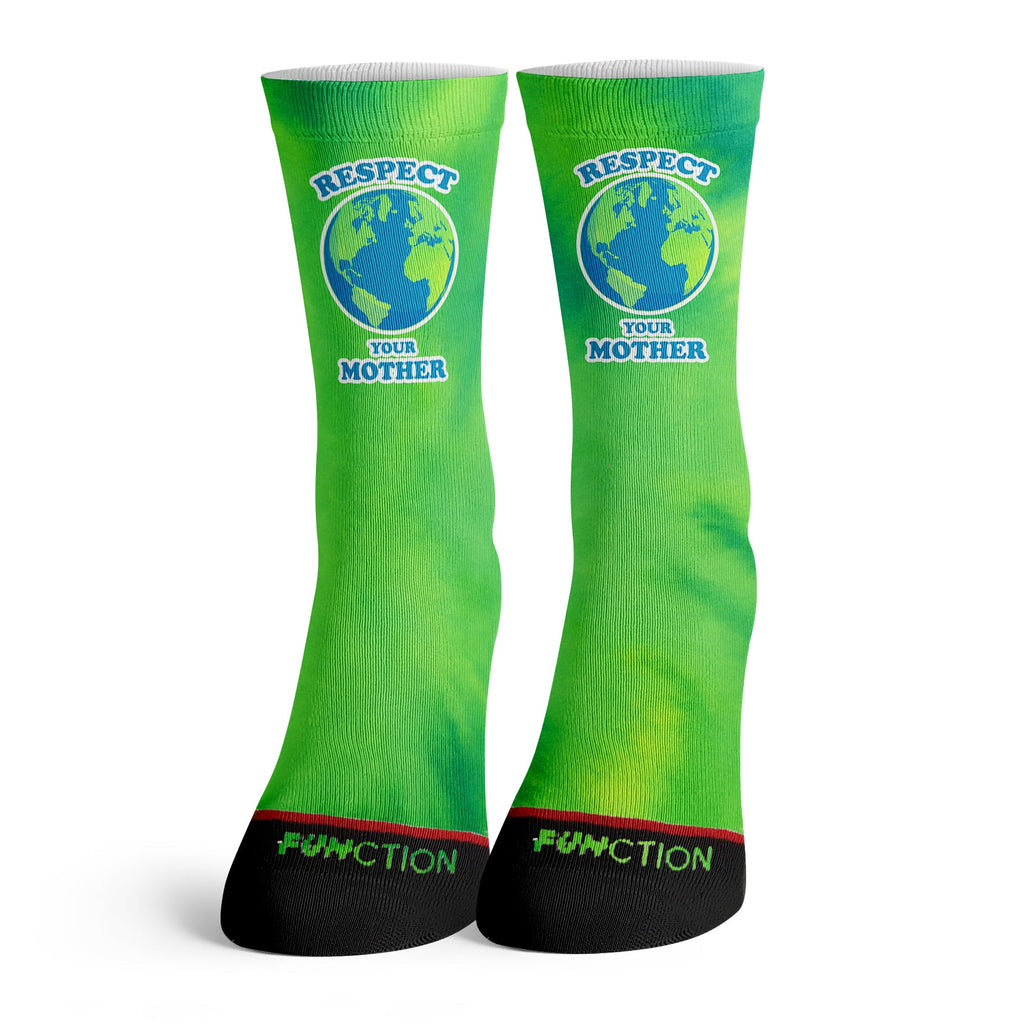 Function - Respect Your Mother Earth Adult Socks Fashion Tie Dye Green All Over