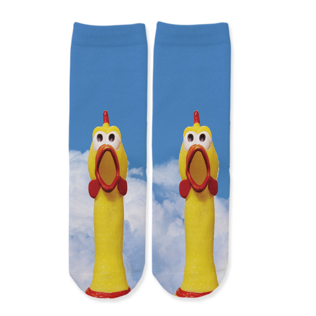 Function - Kids Cute Rubber Chicken Squeaky Toy Printed Socks