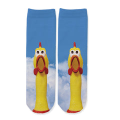 Function - Kids Cute Rubber Chicken Squeaky Toy Printed Socks