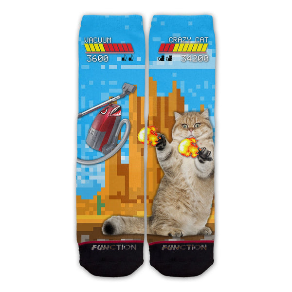 Function - Cat Vs Vacuum Video Game Fight Fashion Socks