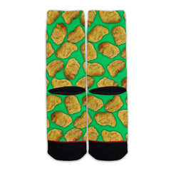 Function - Chicken Nuggets Green Pattern Adult Crew Socks
