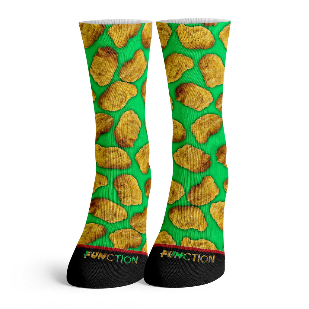 Function - Chicken Nuggets Green Pattern Adult Crew Socks