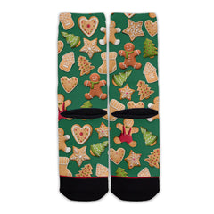 Function - Christmas Cookie Pattern Green Adult Crew Socks