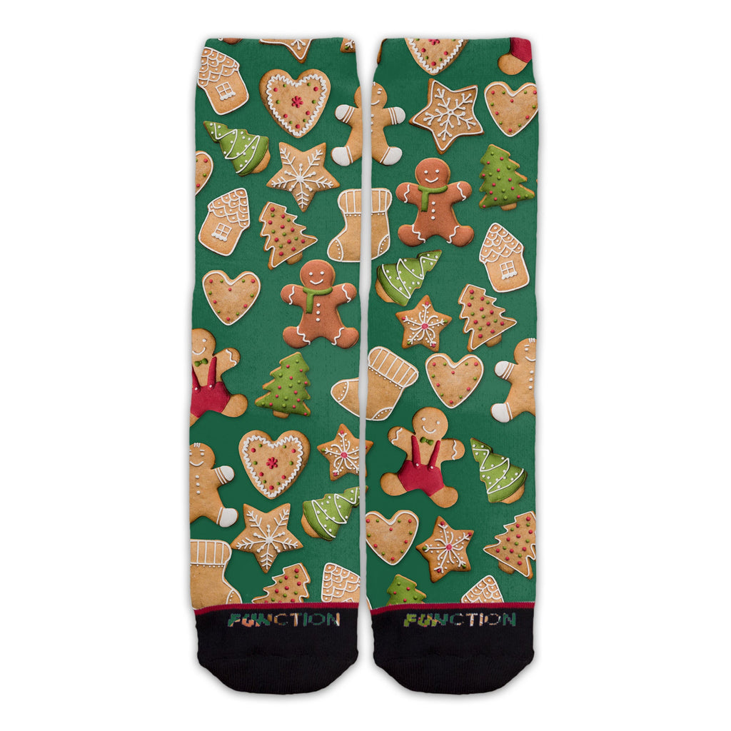 Function - Christmas Cookie Pattern Green Adult Crew Socks