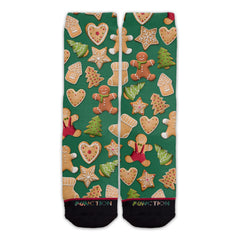 Function - Christmas Cookie Pattern Green Adult Crew Socks