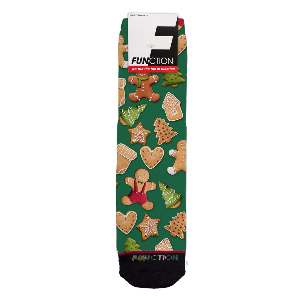 Function - Christmas Cookie Pattern Green Adult Crew Socks