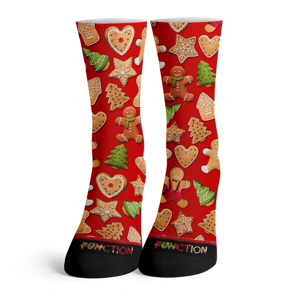 Function - Christmas Cookie Pattern Red Adult Socks