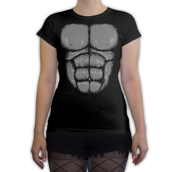 Function -  Hairy Gorilla Chest Costume Women's Fashion T-Shirt Black