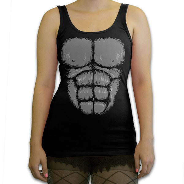 Function -  Hairy Gorilla Chest Costume Women's Fashion Tank Top Black