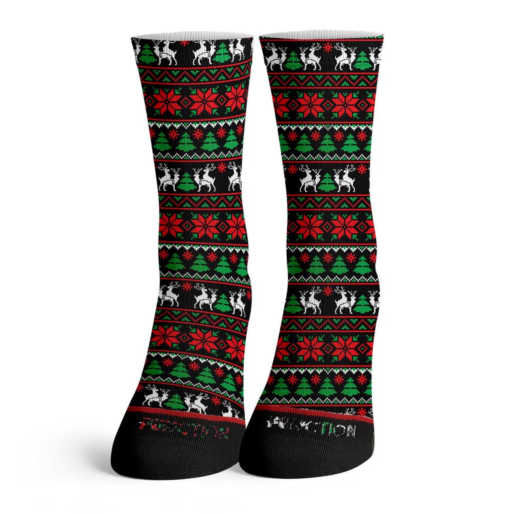 Function - Humping Reindeer Ugly Sweater Pattern Adult Unisex Crew Socks