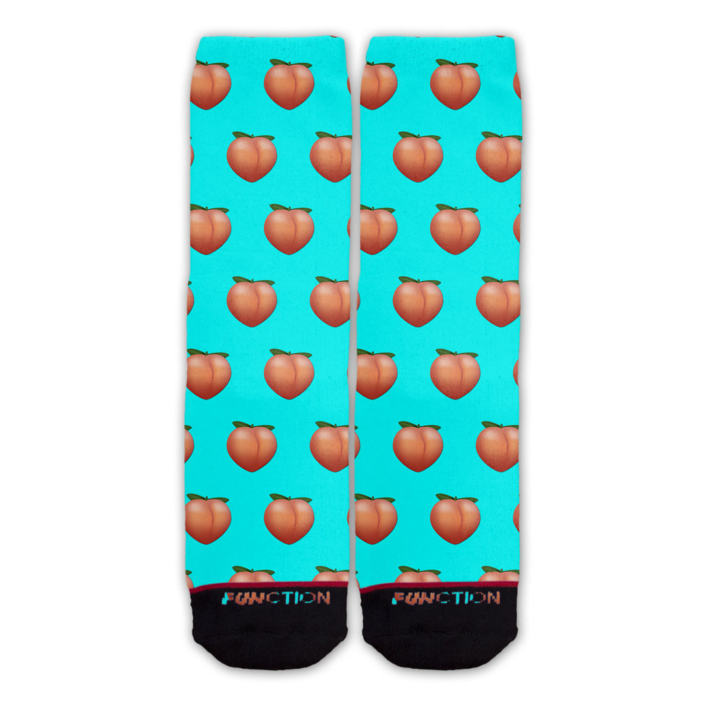 Function - Peach Emoji Teal Pattern Sock