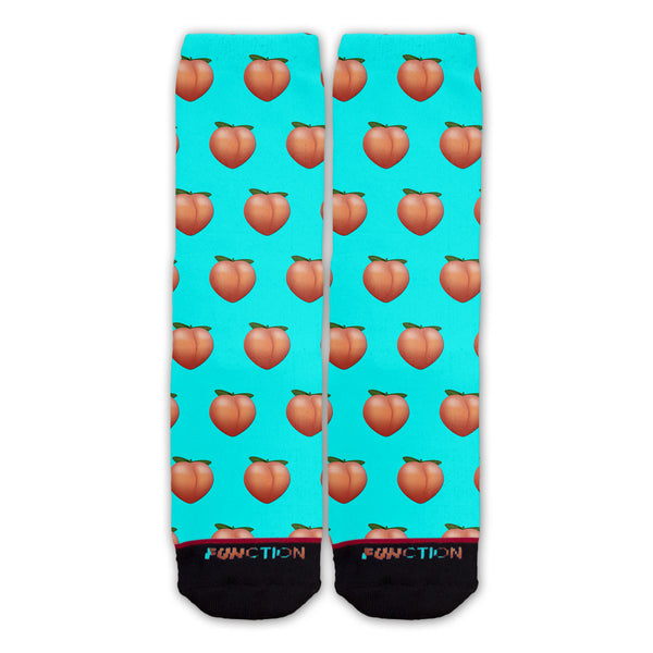 Function - Peach Emoji Teal Pattern Sock