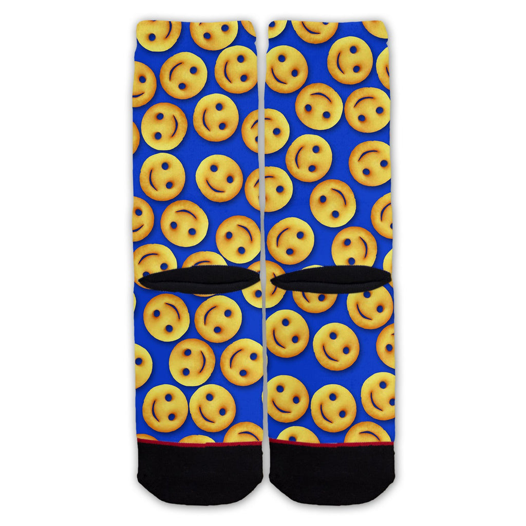 Function - Smile Face French Fries Blue Pattern Fashion Socks
