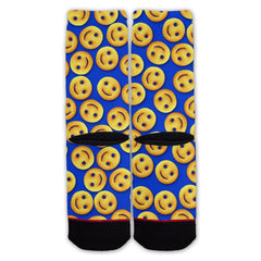 Function - Smile Face French Fries Blue Pattern Fashion Socks