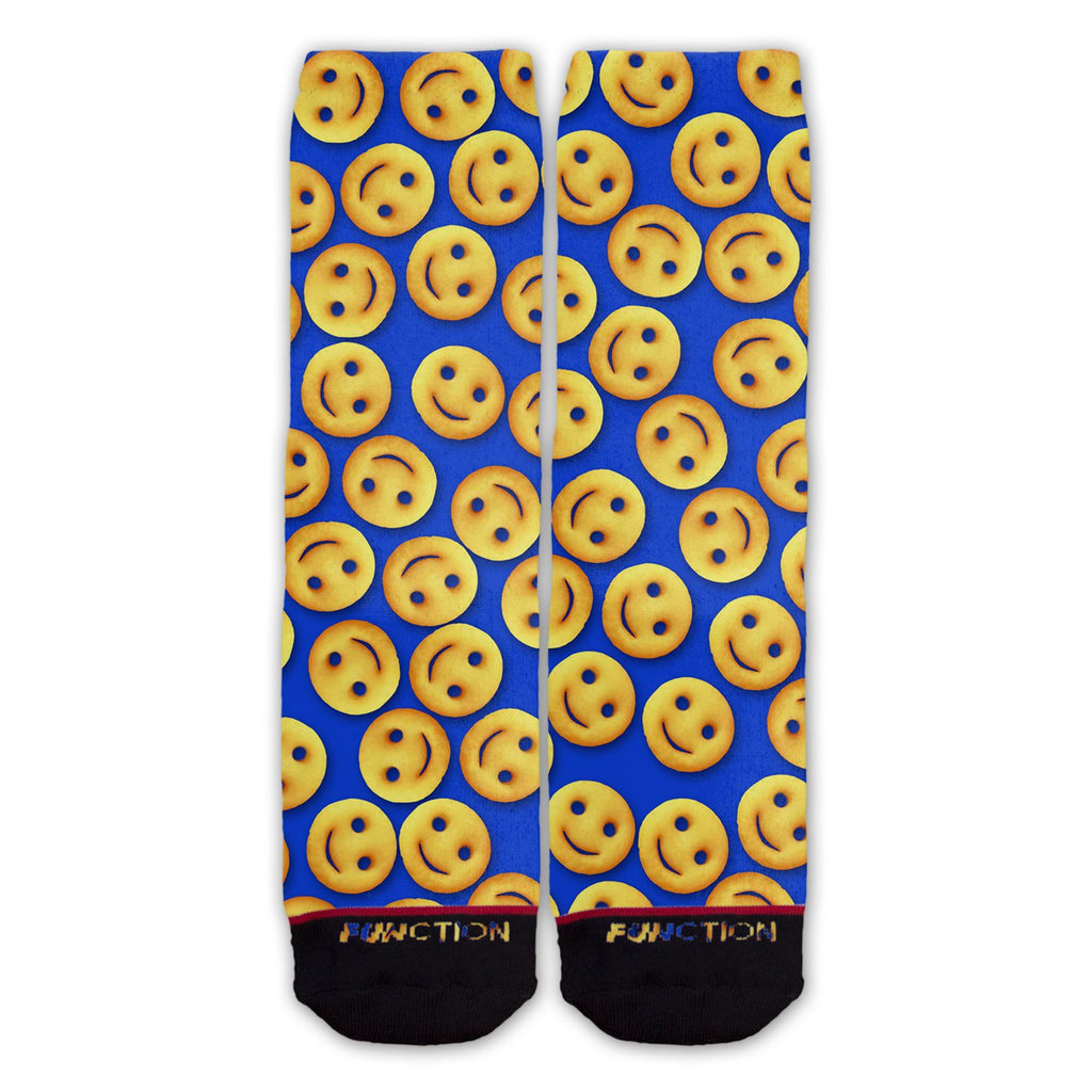Function - Smiley Face French Fries Blue Pattern Fashion Socks