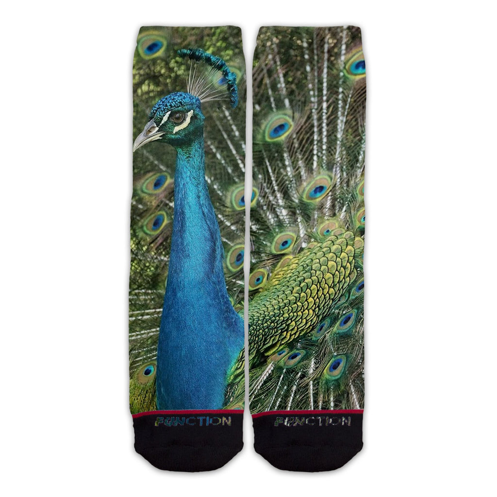 Function - Peacock Socks Realistic Birds Zoo Animals Mens Womens Unisex Midcalf Crew Funky Novelty Gift