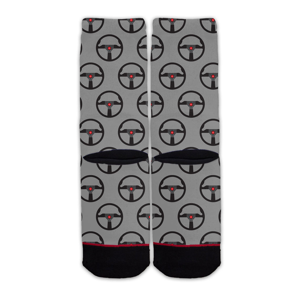 Function - Race car Steering Wheel Pattern Grey Socks